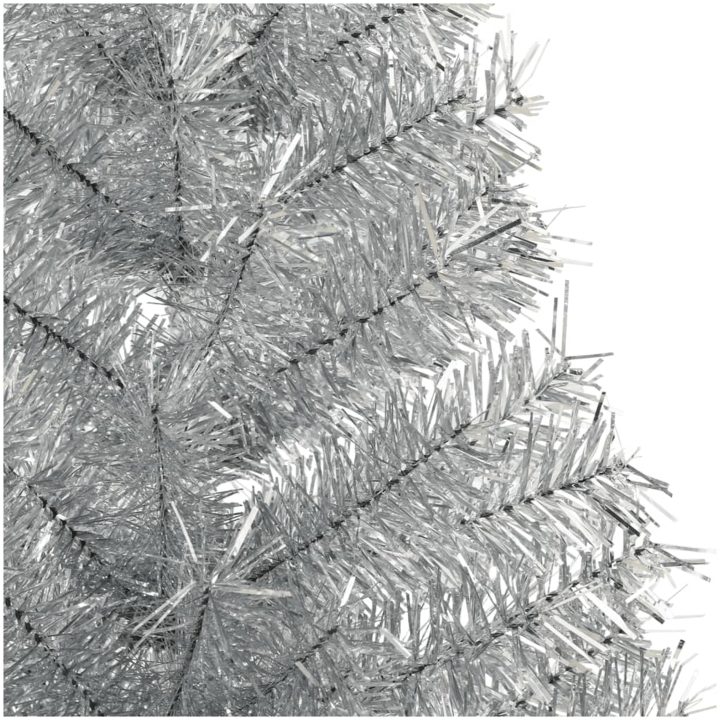Halv plastgran med fot silver 120 cm PET vidaXL 120 x 68 cm – bild 5