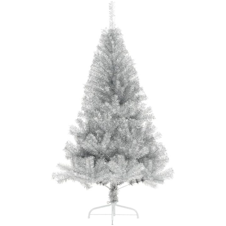 Halv plastgran med fot silver 150 cm PET vidaXL 150 x 95 cm – bild 2