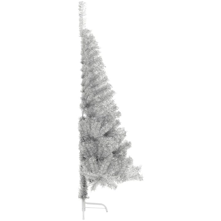 Halv plastgran med fot silver 150 cm PET vidaXL 150 x 95 cm – bild 3