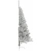 Halv plastgran med fot silver 180 cm PET vidaXL 180 x 115 cm – miniatyr 3