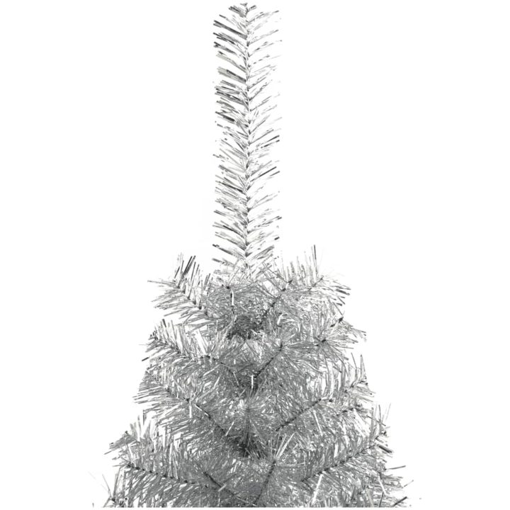 Halv plastgran med fot silver 180 cm PET vidaXL 180 x 115 cm – bild 4