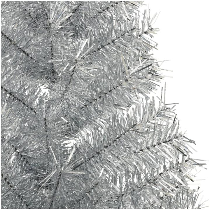Halv plastgran med fot silver 180 cm PET vidaXL 180 x 115 cm – bild 5