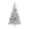 Halv plastgran med fot silver 210 cm PET vidaXL 210 x 120 cm – miniatyr 2