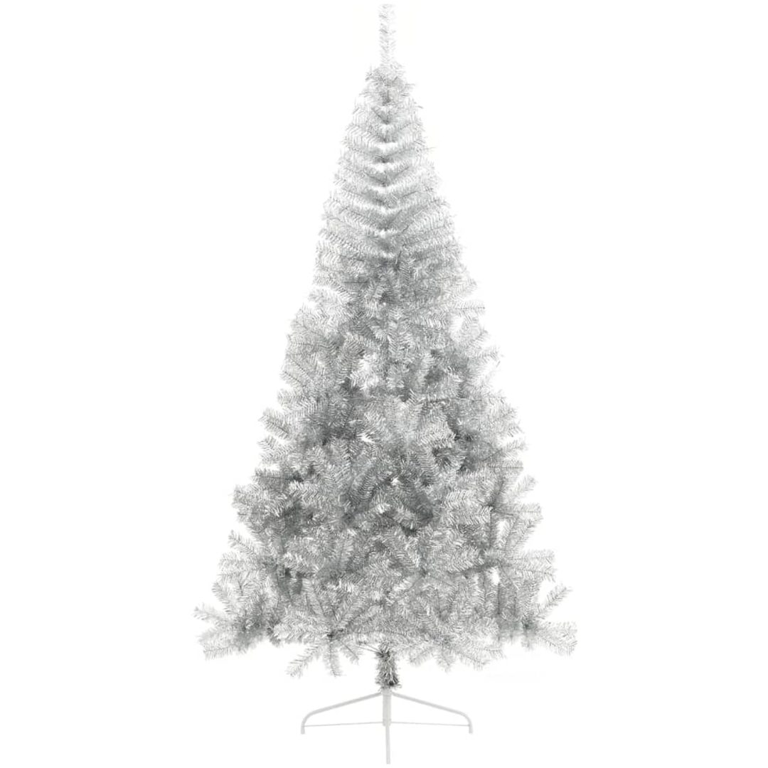 Halv plastgran med fot silver 210 cm PET vidaXL 210 x 120 cm – bild 2