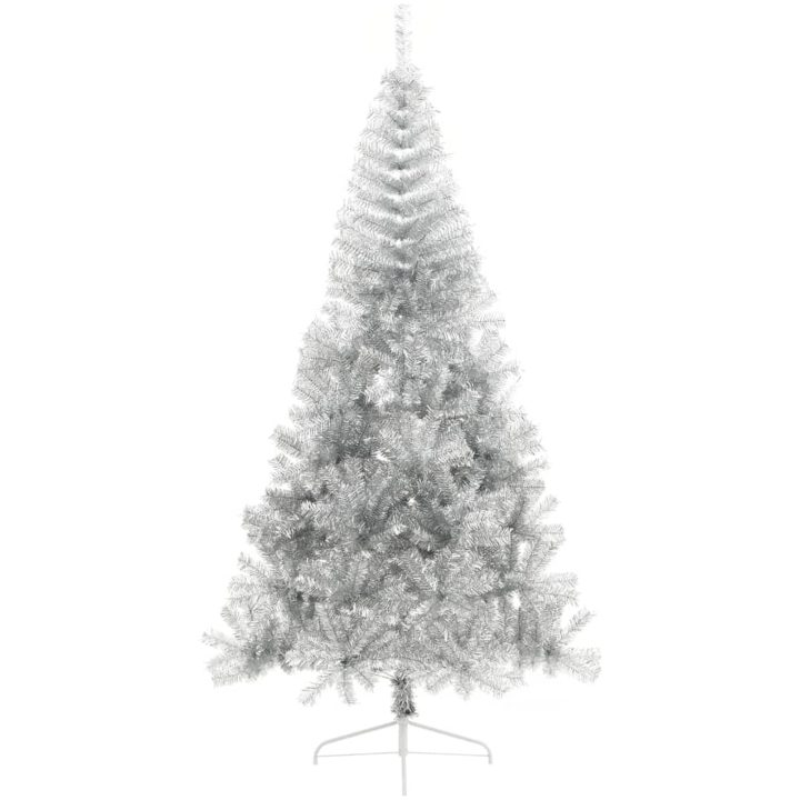 Halv plastgran med fot silver 210 cm PET vidaXL 210 x 120 cm – bild 2