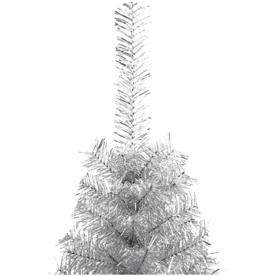 Halv plastgran med fot silver 210 cm PET vidaXL 210 x 120 cm – bild 4