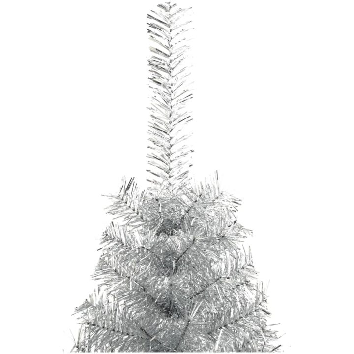 Halv plastgran med fot silver 210 cm PET vidaXL 210 x 120 cm – bild 4