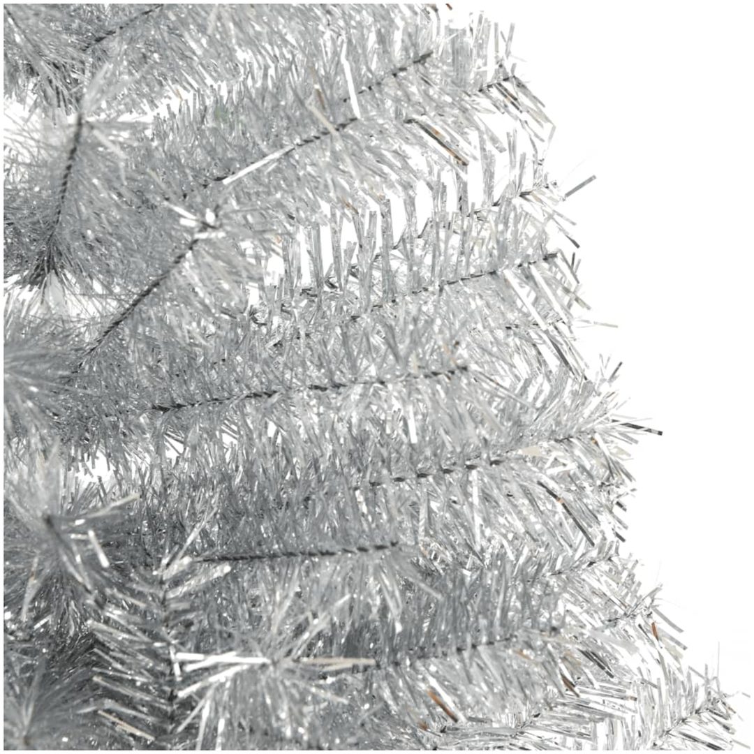 Halv plastgran med fot silver 210 cm PET vidaXL 210 x 120 cm – bild 5