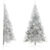Halv plastgran med fot silver 210 cm PET vidaXL 210 x 120 cm – miniatyr 1
