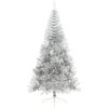 Halv plastgran med fot silver 240 cm PET vidaXL 240 x 125 cm – miniatyr 2