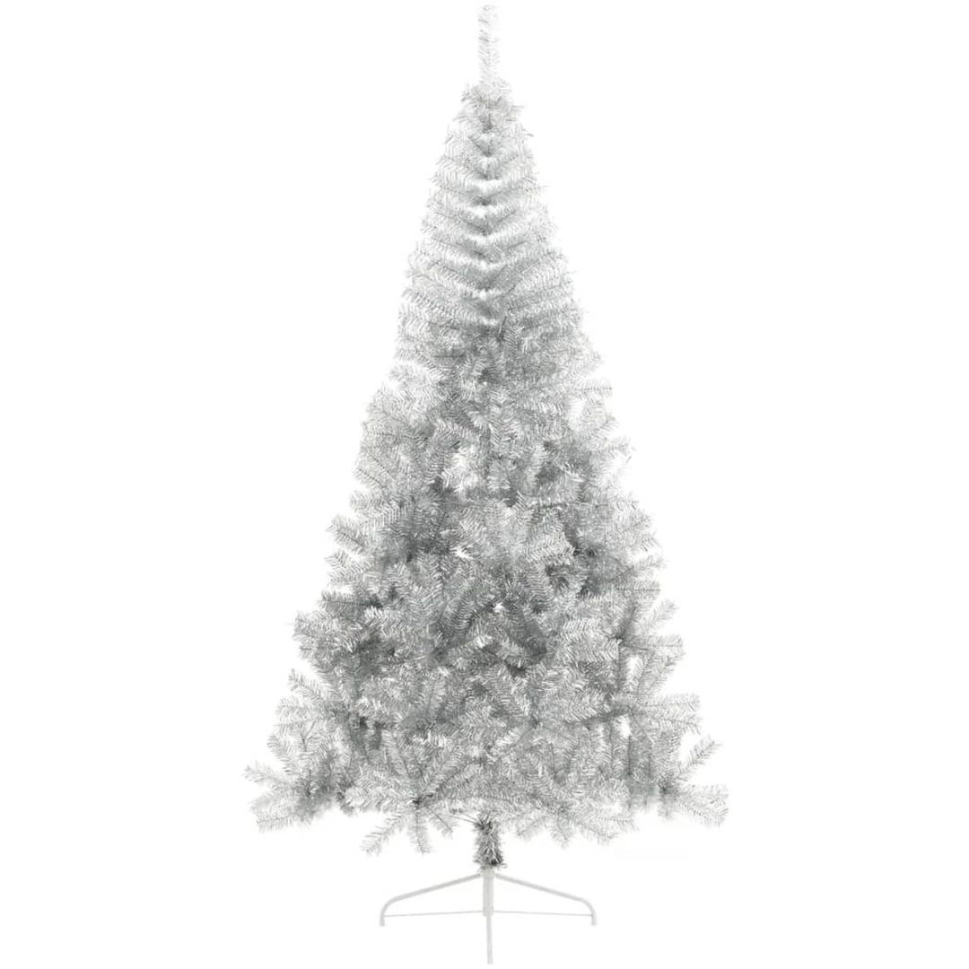 Halv plastgran med fot silver 240 cm PET vidaXL 240 x 125 cm – bild 2