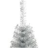 Halv plastgran med fot silver 240 cm PET vidaXL 240 x 125 cm – miniatyr 4