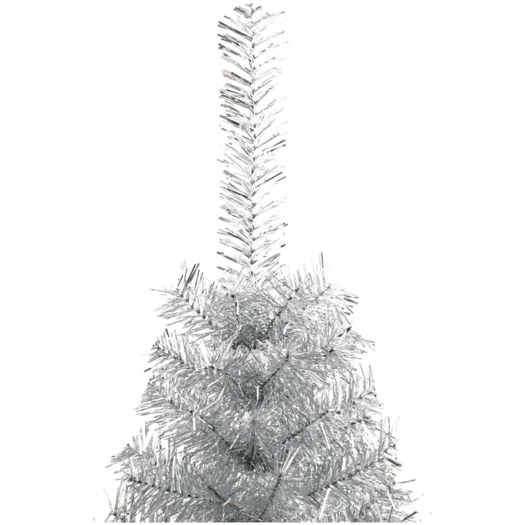 Halv plastgran med fot silver 240 cm PET vidaXL 240 x 125 cm – bild 4