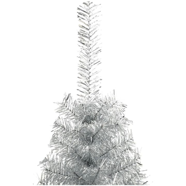 Halv plastgran med fot silver 240 cm PET vidaXL 240 x 125 cm – bild 4