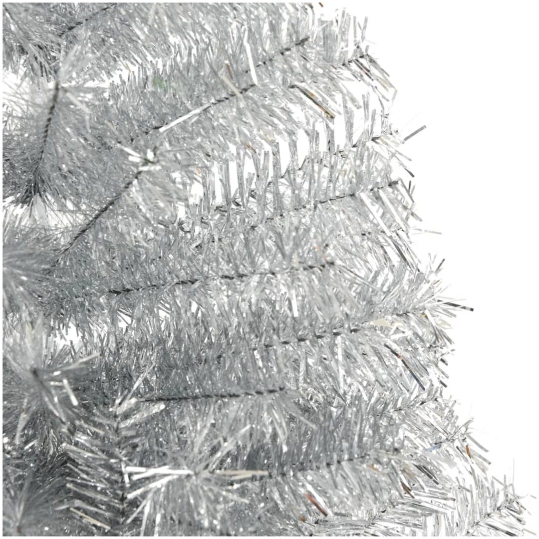 Halv plastgran med fot silver 240 cm PET vidaXL 240 x 125 cm – bild 5