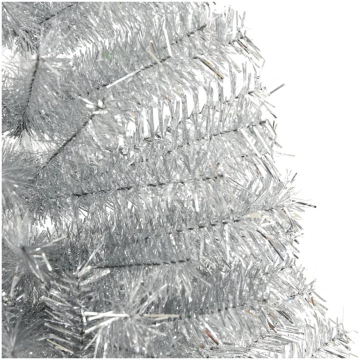 Halv plastgran med fot silver 240 cm PET vidaXL 240 x 125 cm – bild 5