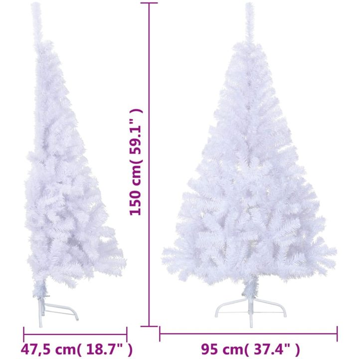 Halv plastgran med fot vit 150 cm PVC vidaXL 150 x 95 cm – bild 8