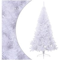 Halv plastgran med fot vit 210 cm PVC vidaXL