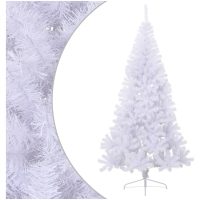 Halv plastgran med fot vit 240 cm PVC vidaXL
