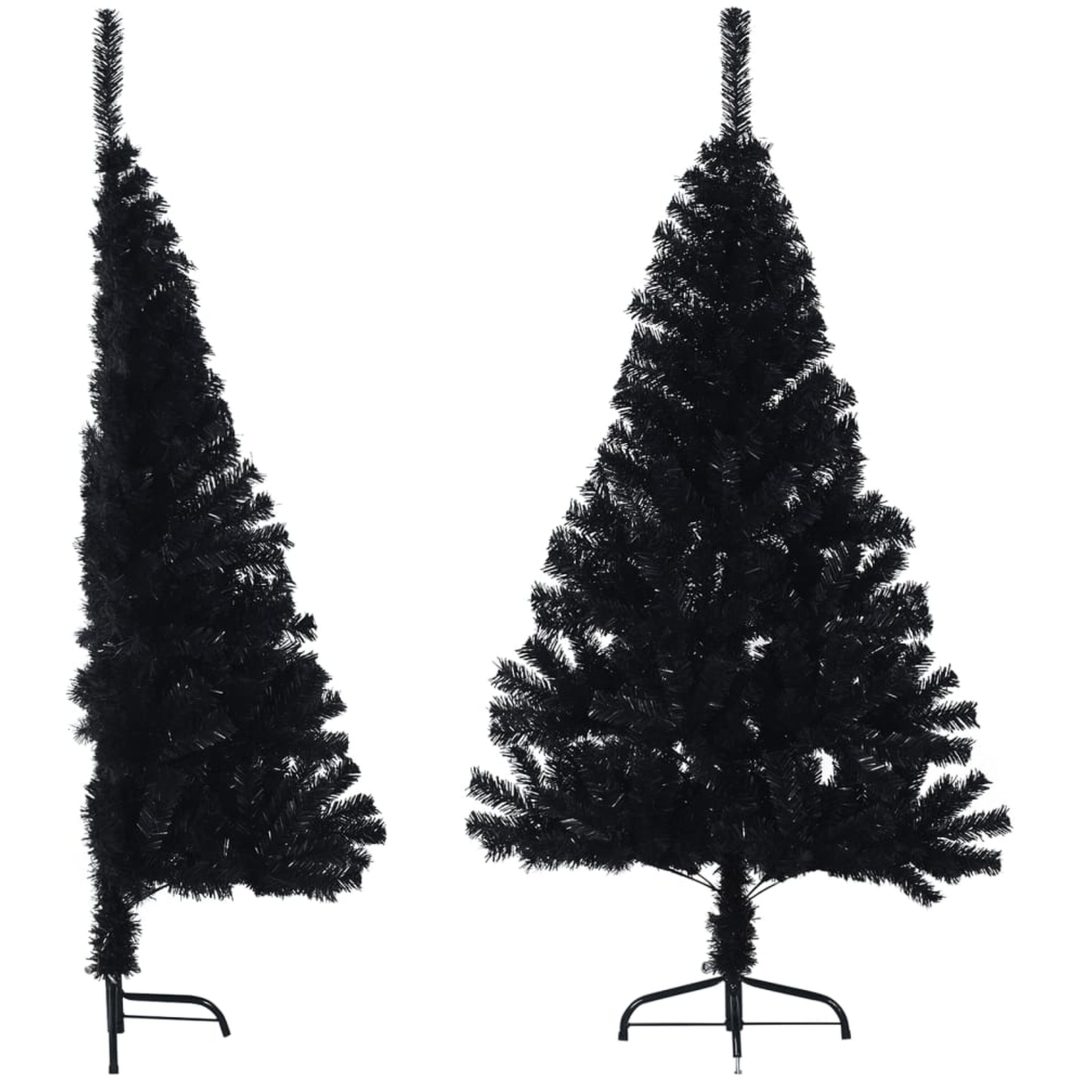 Halv plastgran med stativ svart 120 cm PVC vidaXL 120 x 68 cm