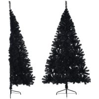 Halv plastgran med stativ svart 180 cm PVC vidaXL
