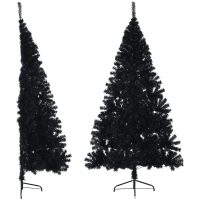 Halv plastgran med stativ svart 210 cm PVC vidaXL