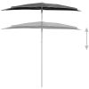 Halvrunt parasoll med stång 180x90 cm antracit vidaXL – miniatyr 4