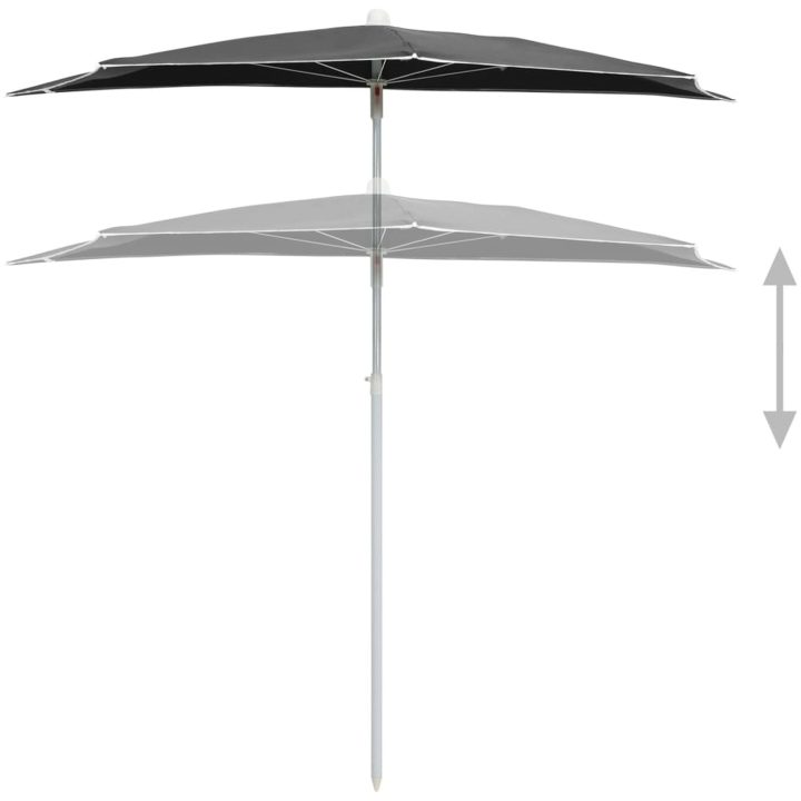 Halvrunt parasoll med stång 180x90 cm antracit vidaXL – bild 4