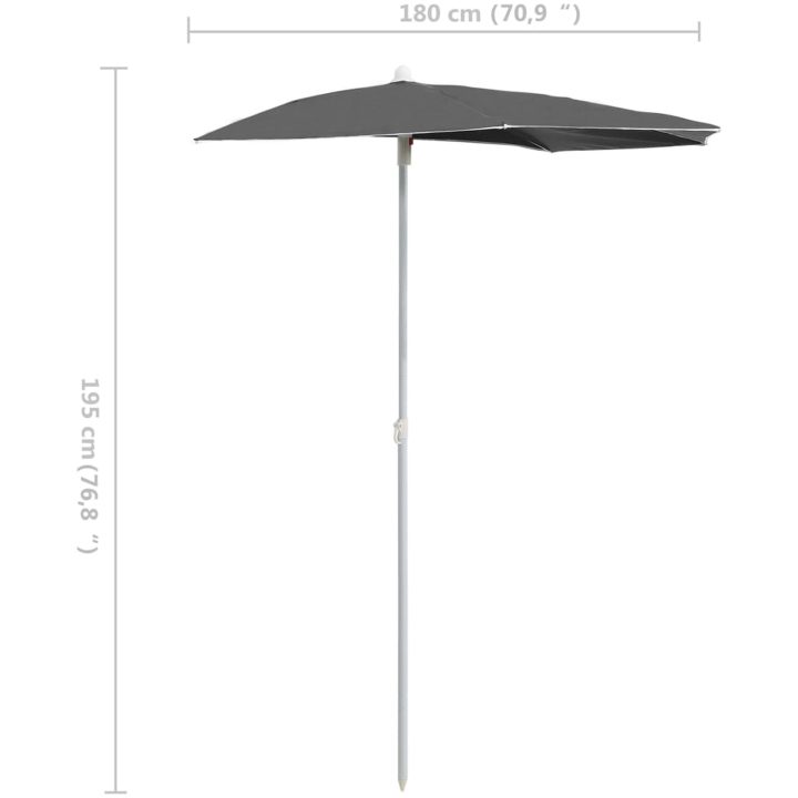 Halvrunt parasoll med stång 180x90 cm antracit vidaXL – bild 8