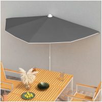 Halvrunt parasoll med stång 180x90 cm antracit vidaXL