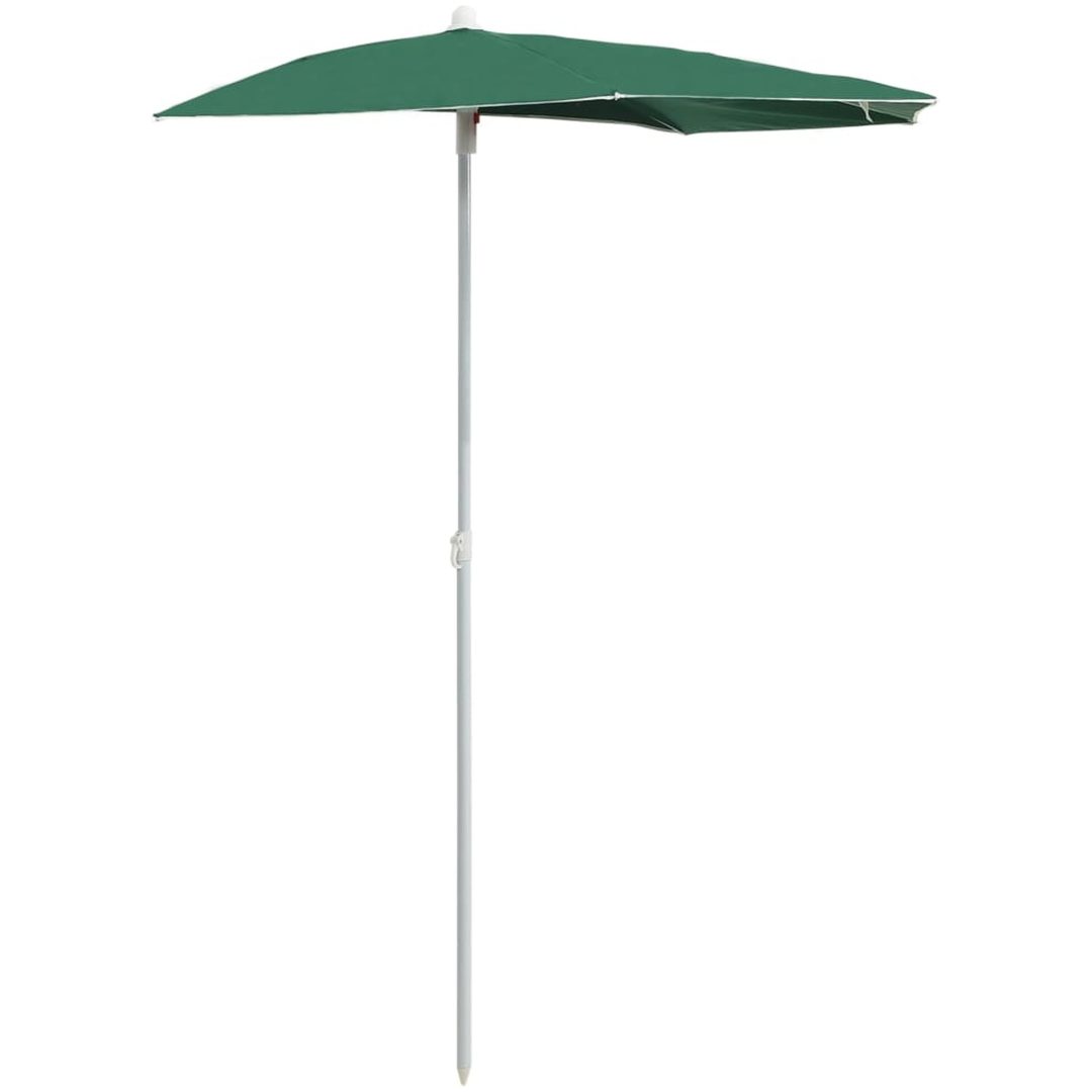 Halvrunt parasoll med stång 180x90 cm grön vidaXL – bild 2