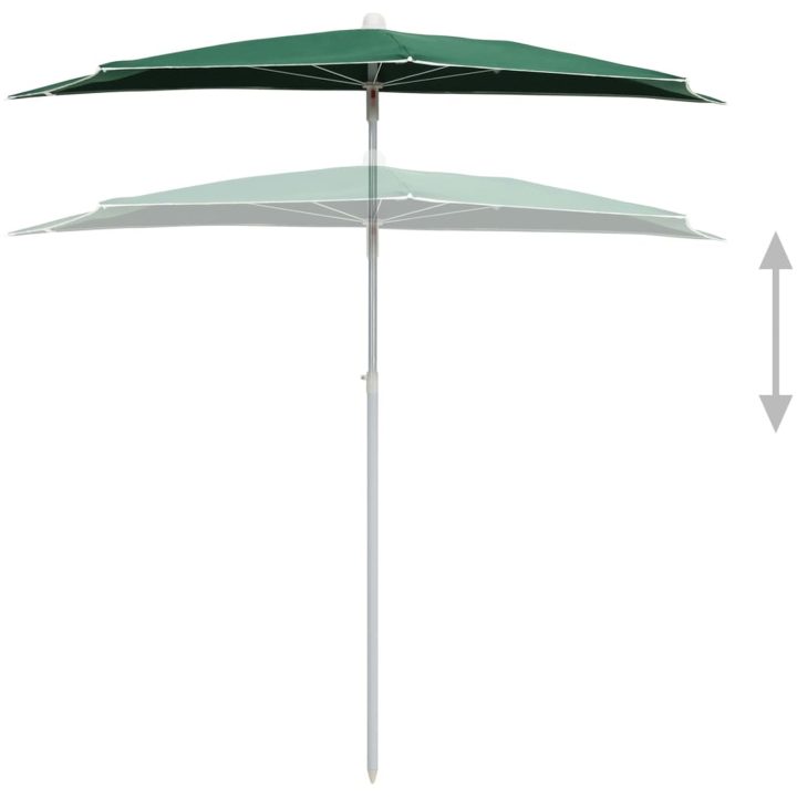 Halvrunt parasoll med stång 180x90 cm grön vidaXL – bild 4