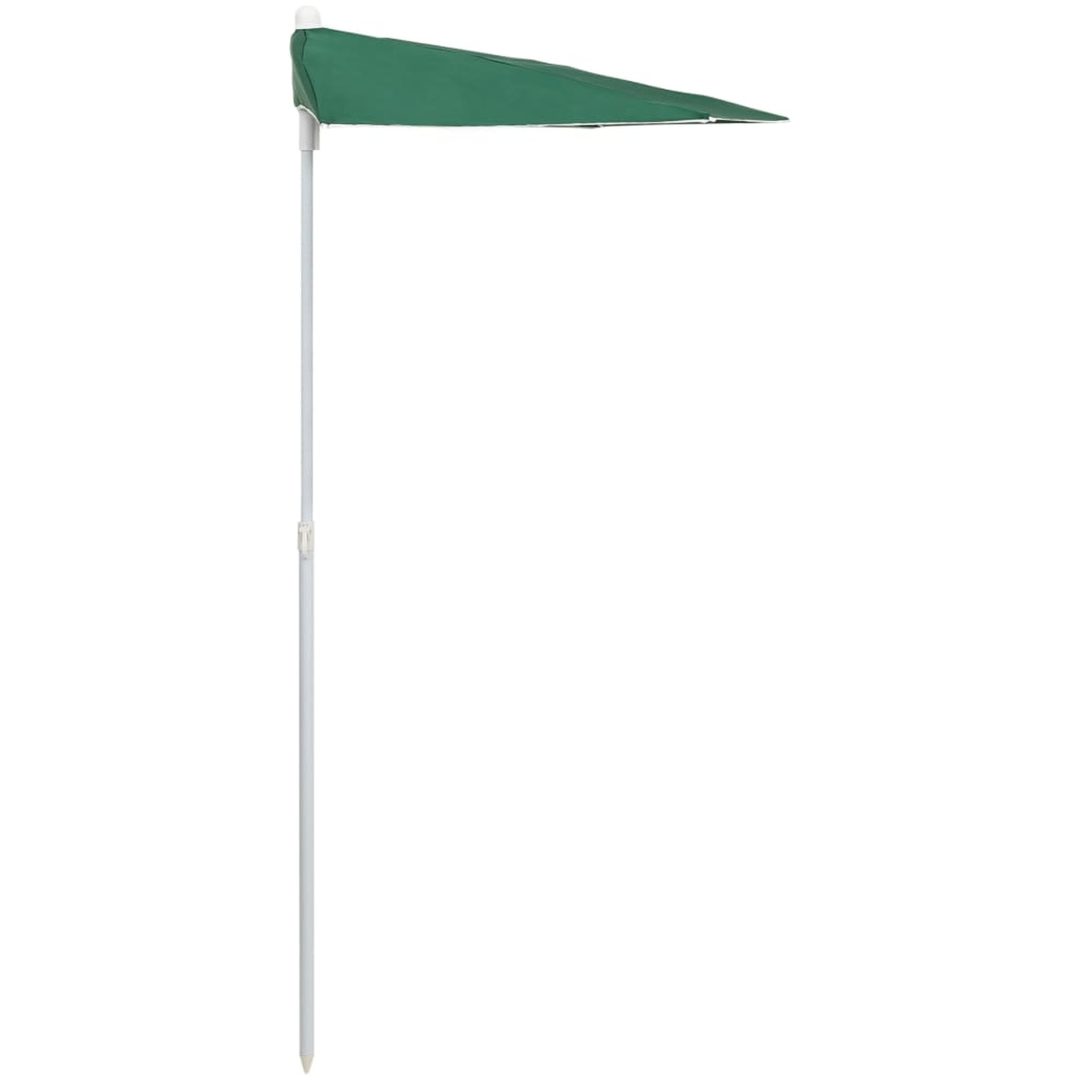 Halvrunt parasoll med stång 180x90 cm grön vidaXL – bild 5