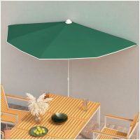 Halvrunt parasoll med stång 180x90 cm grön vidaXL