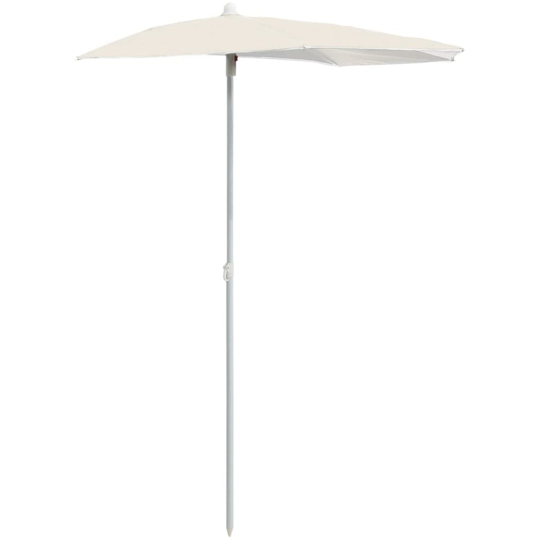 Halvrunt parasoll med stång 180x90 cm sand vidaXL – bild 2