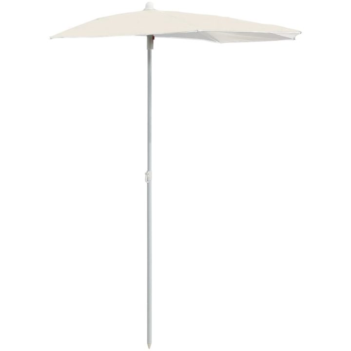 Halvrunt parasoll med stång 180x90 cm sand vidaXL – bild 2