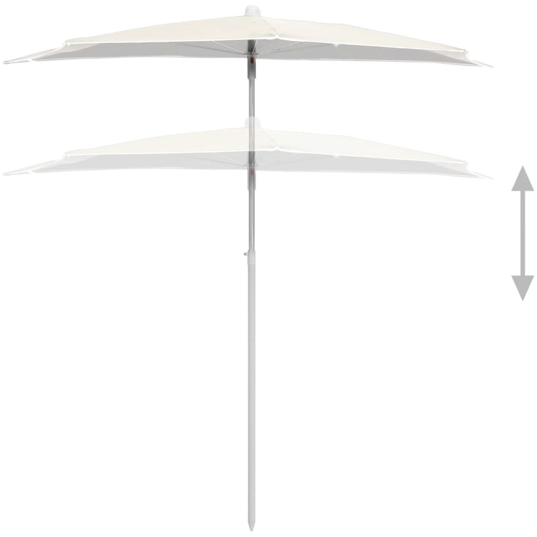 Halvrunt parasoll med stång 180x90 cm sand vidaXL – bild 4