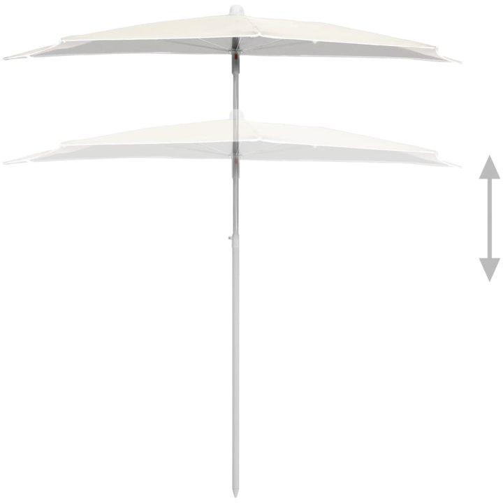 Halvrunt parasoll med stång 180x90 cm sand vidaXL – bild 4