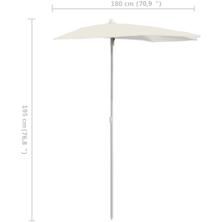 Halvrunt parasoll med stång 180x90 cm sand vidaXL – bild 8