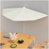 Halvrunt parasoll med stång 180x90 cm sand vidaXL – miniatyr 1