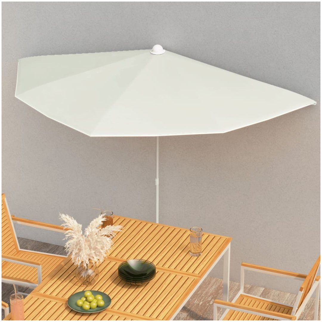 Halvrunt parasoll med stång 180x90 cm sand vidaXL