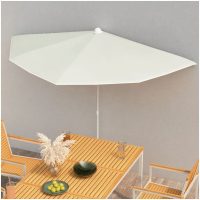 Halvrunt parasoll med stång 180x90 cm sand vidaXL