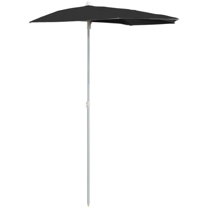 Halvrunt parasoll med stång 180x90 cm svart vidaXL – bild 2