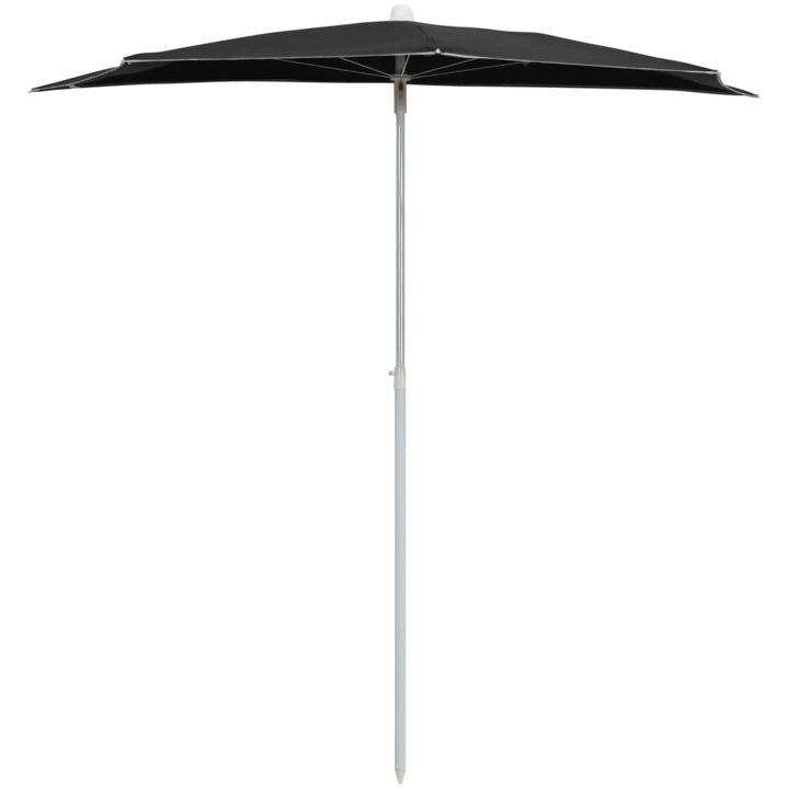 Halvrunt parasoll med stång 180x90 cm svart vidaXL – bild 3