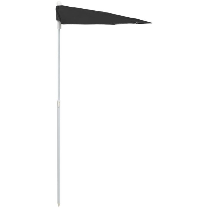 Halvrunt parasoll med stång 180x90 cm svart vidaXL – bild 5