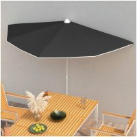 Halvrunt parasoll med stång 180x90 cm svart vidaXL
