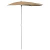 Halvrunt parasoll med stång 180x90 cm taupe vidaXL – miniatyr 2