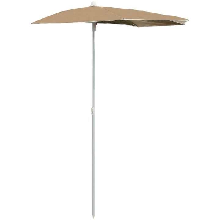 Halvrunt parasoll med stång 180x90 cm taupe vidaXL – bild 2