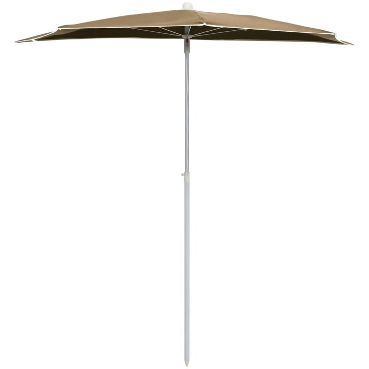 Halvrunt parasoll med stång 180x90 cm taupe vidaXL – bild 3