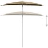 Halvrunt parasoll med stång 180x90 cm taupe vidaXL – miniatyr 4